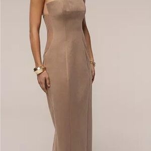 JLUXLABEL Strapless Taupe faux suede Gown
